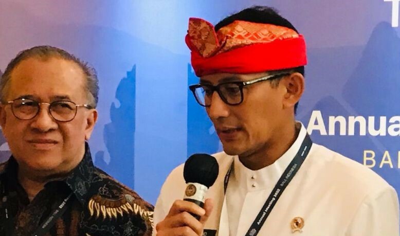 Sandiaga Uno saat membuka kegiatan Global Tourism Forum-Annual Meeting (GTF- AM) 2022 di Jimbaran, Badung